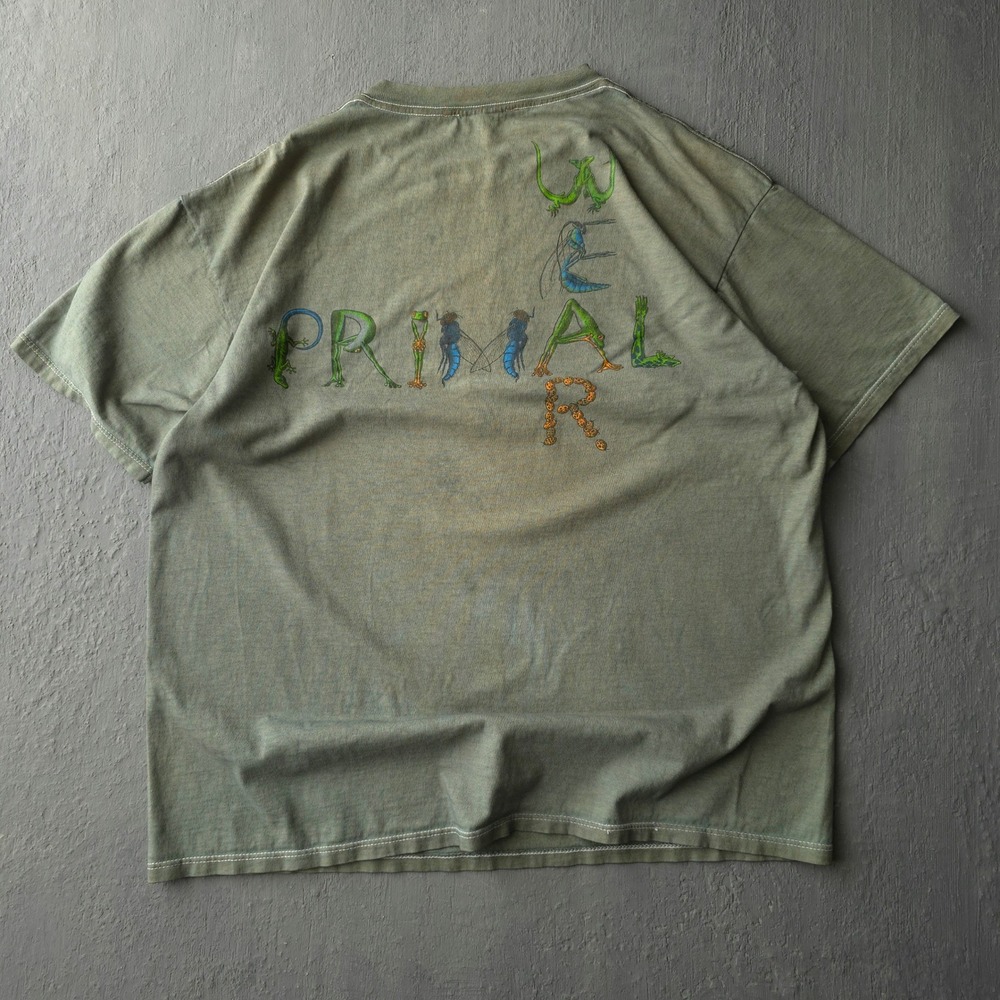 Vintage 90s Primal Wear Green T-shirt XL Frog Nature Hand Dyed Made in USA